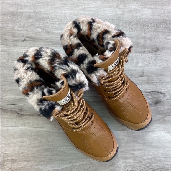 🌿UGG🌿 UGG Women's Zaylee Leopard
Waterproof Charcoal Leather Boots - Picture 4 of 16